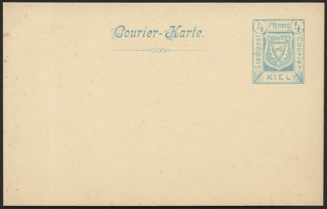 KIEL A P 21 BRIEF, COURIER: 1899, 4 Pf. hellblau, ungebraucht, Prachtkarte