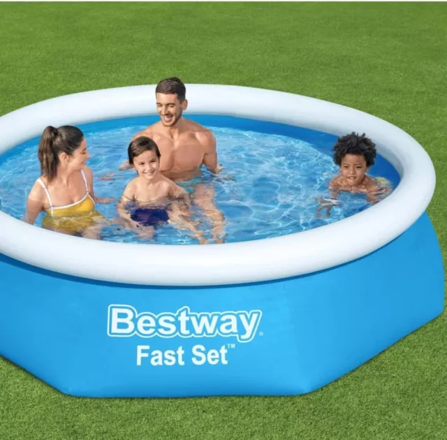 Bestway 8ft Fast Set Pool, 8 Foot Kids Paddling Swimming Pool, Round,