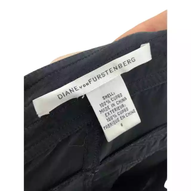 Diane von Furstenberg Capri Pants Womens 6 Black 100% Cupro Drawstring Cargo 2