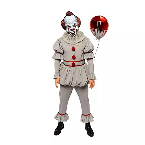 Mens Pennywise The Clown Adults Fancy Dress IT Costume Circus Halloween Horror (