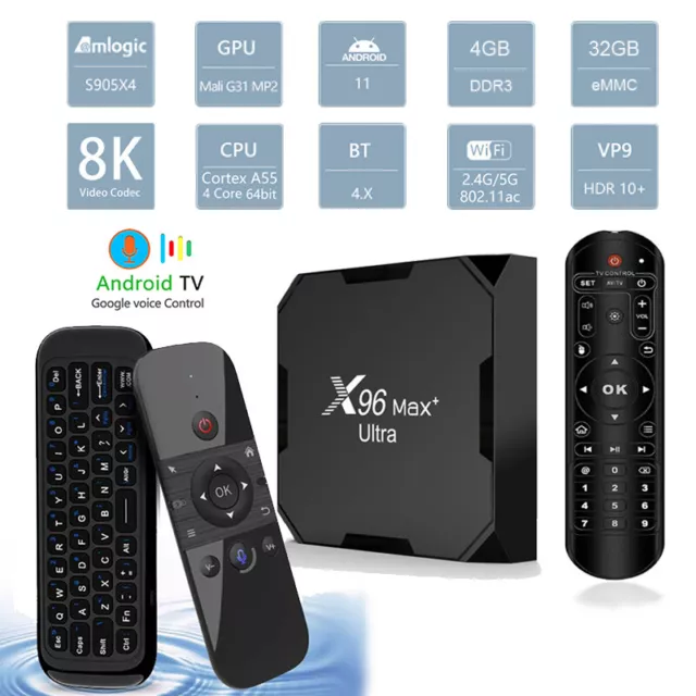 X96 Max+ Ultra 8K 4GB/32GB Android 11 Bluetooth Dual WiFi Amlogic S905X4 TV Box
