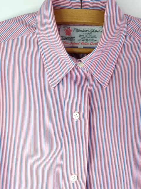 Camicia TURNBULL & ASSER rosa a righe cotone blu taglia 14"" 48"" circonferenza petto