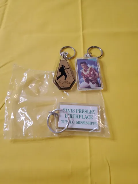 Elvis Presley Lot Of 3 Vintage Lucite Key Chains  Early Days Tupelo EPE