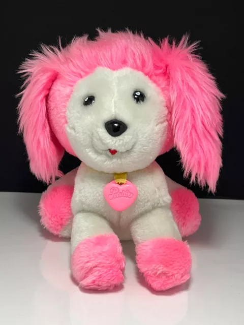 VINTAGE 1982 MATTEL Pink Poochie Puppy dog Plush Toy Heart Locket