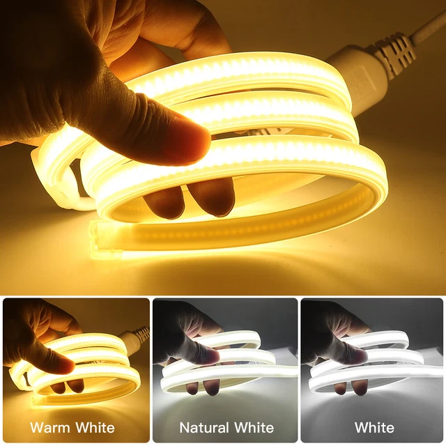 220V COB BAND Stripe LED Strip 288LEDs Bande lampe étanche à intensité ...