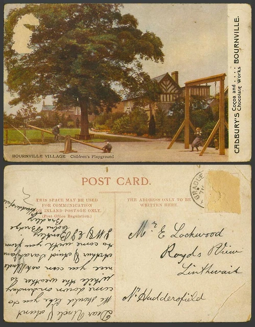 Bournville Village Children's Playground Seesaw Old Postcard Cadbury's Chocolate