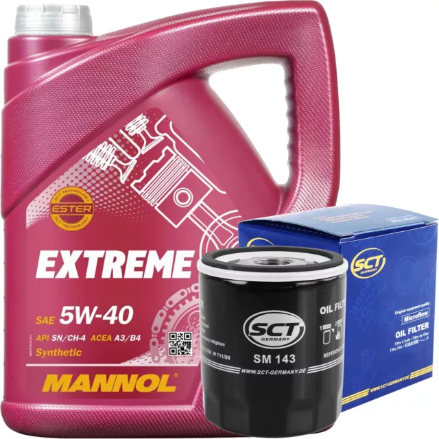 Sct Ölfilter + 5 Liter 5W-40 Motoröl Mannol Extreme Ester 5W40 Api Acea A3 B4 Öl