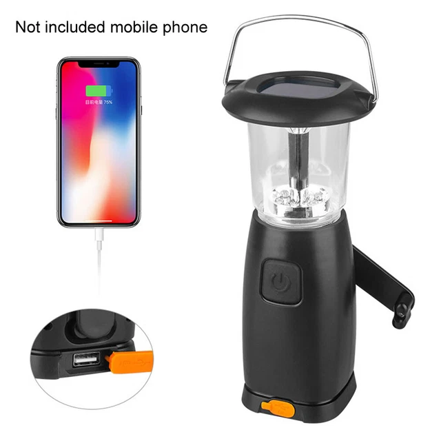 USB Rechargeable Travel Hunting Hand Crank 6 Leds Solar Powered Camping Lantern