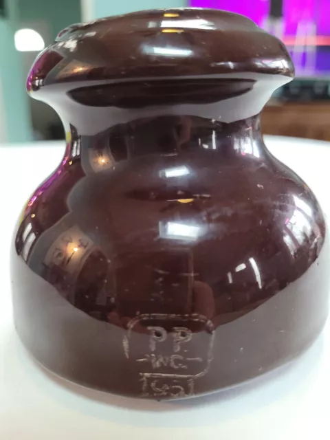 Vintage PP Inc. Brown Porcelain Ceramic Electric Insulator
