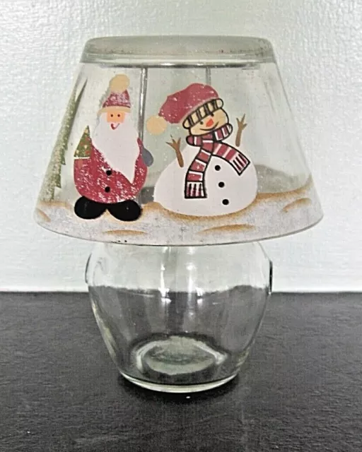 Christmas Candle Lamp Glass Tealight Votive Holder Santa Snowman Table Centre