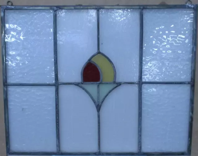 OLD ENGLISH STAINED GLASS WINDOW Unframed w Hooks Simple Abstract 20.5" x 16.5"