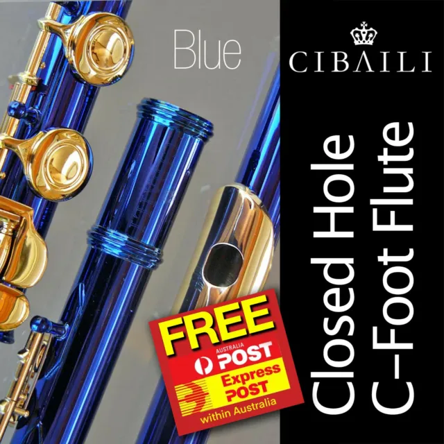 BLUE CIBAILI C foot Flute •  NEW • Case • Perfect For Student • FREE EXPRRESS •