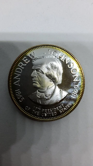 Franklin Mint Sterling Andrew Johnson President Coin 32.3 Grams