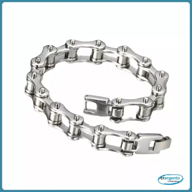 bracciale con catena moto da uomo a maglia in acciaio inox braccialetto 21 cm di 3