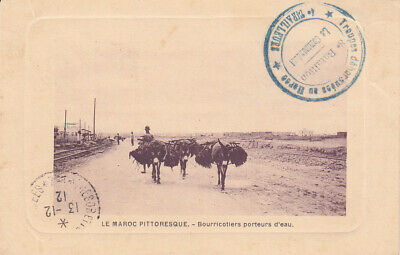 Carte postale ancienne card MAROC MOROCCO bourricot tampon 4° tirailleurs écrite