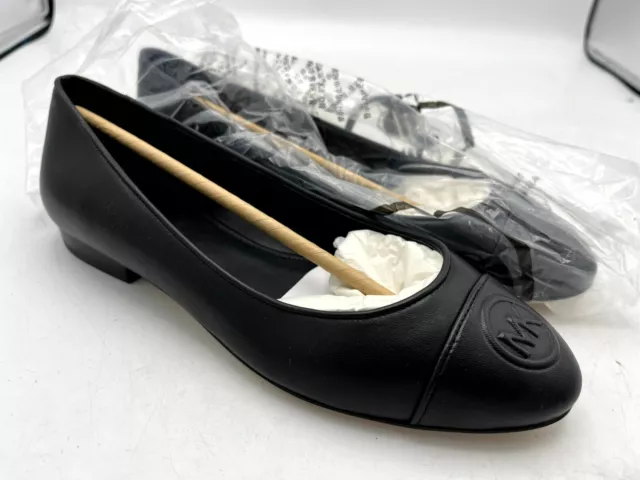 Michael Kors Dylan Slip On Almond-Toe Leather Flats Shoes Black Women's Size 6.5