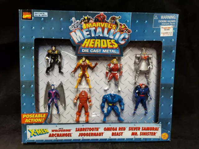 Marvel Heavy Metallic Heroes 8 Die Cast Metal Figures Toy Biz 1999 New Sealed
