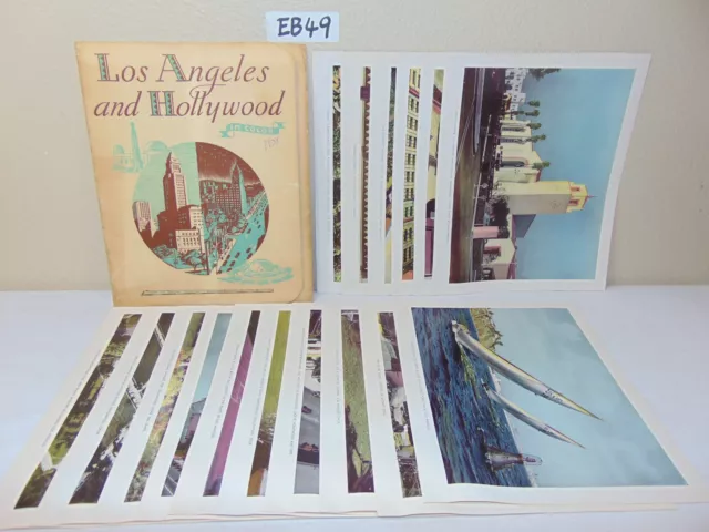 Sp Southern Pacific Lines Los Angeles & Hollywood In Color  16 Prints 1945