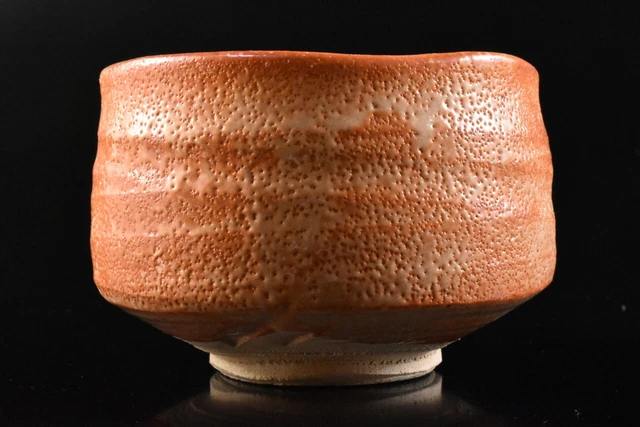 M1993: Japanese Shino-ware Red glaze TEA BOWL Green tea tool Tea Ceremony
