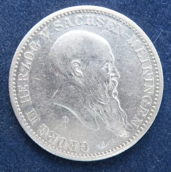 Sachsen Meiningen 2 Mark 1901 D Herzog Georg II. Silber Ag ss