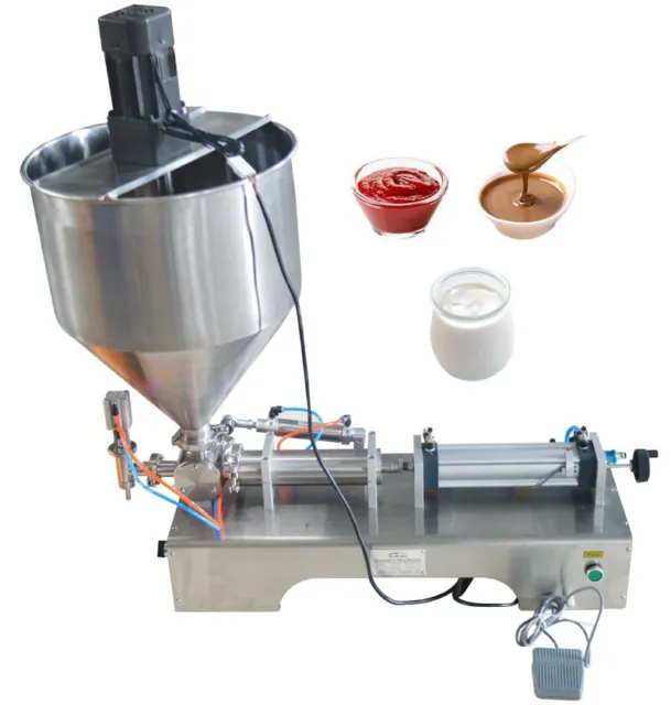 Paste Filling Machine 100-1000ml with Mixing Hopper Piston Filler Bottle Pack US