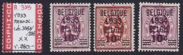 Belgium 1933 - Mint MNH Precancelled Heraldic Lions - Cat value 280€........B375