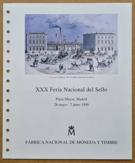 España. Documento De La Fnmt Nº 48 - Xxx Feria Nacional Sello 1998. Matasellado