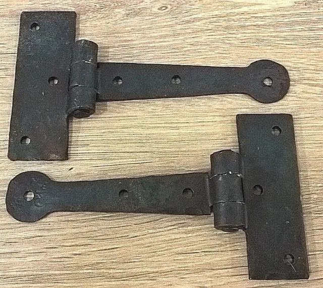 Hand forged Cabinet T Hinges Dartington Steel 5" Beeswaxed Hand Forged 01-100-05