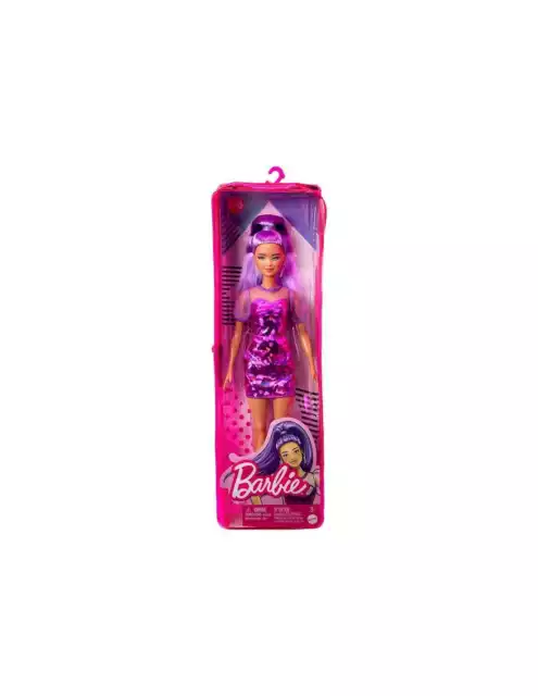 Barbie - Puppe Barbie Fashionista Mit Haar Violett E Kleid Rosa