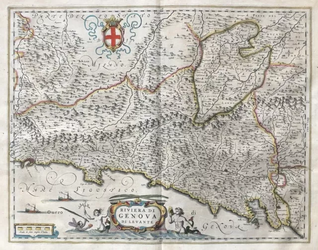 Genova Rapollo Chiavari La Spezia Sarzana Levanto Chiavari map Karte Blaeu 1640