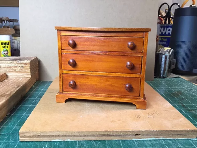 Dollhouse Miniature 1/12 Scale Handmade Chest Of Drawers White Pine, Cherry