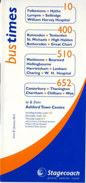 Stagecoach East Kent Bus Timetable (N120108) Ashford Country Services Jan 2012