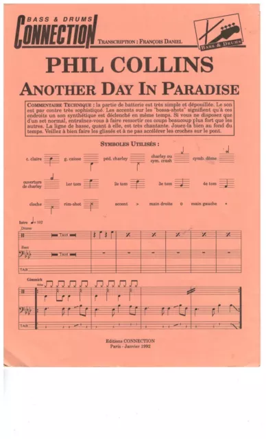 Partition PHIL COLLINS  " ANOTHER DAY IN PARADISE  "  Bass tabs § Drum  .