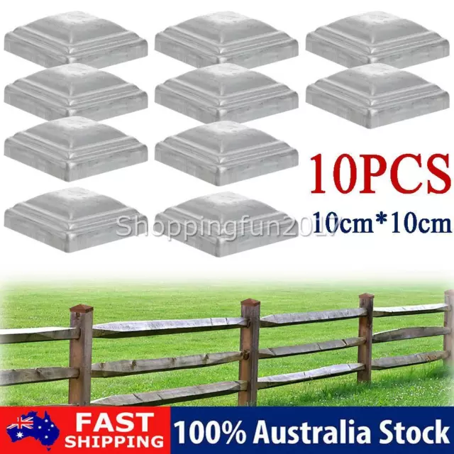 10pcs Steel Square Pyramid Post Cap Metal Fence Finial Tube Cover 100*100MM