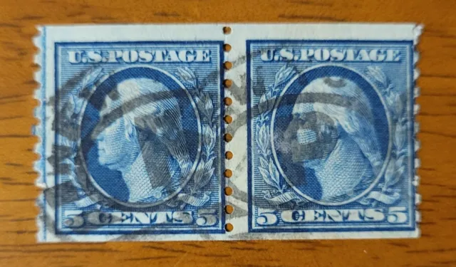Vintage US Stamp #447 Washington Pair Used - CV $375