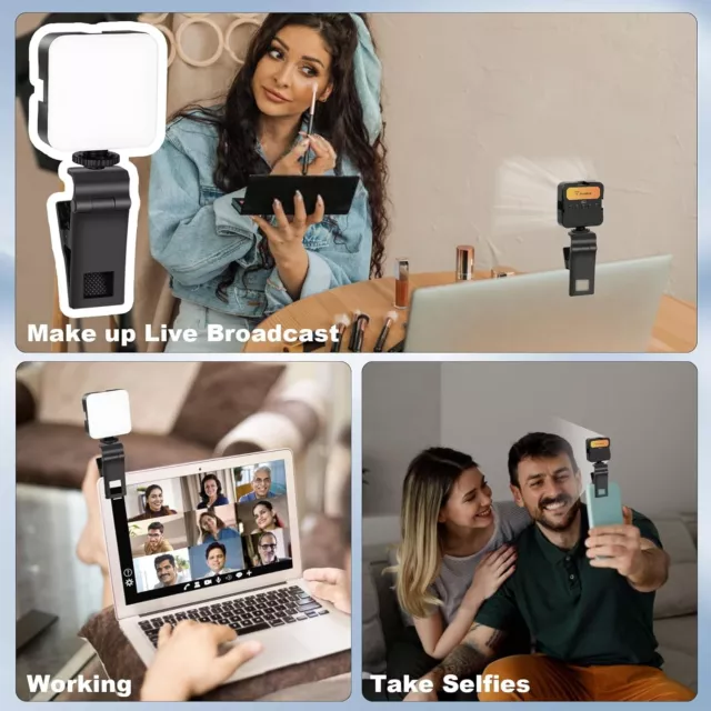 Handy Selfie Licht mit Clip, Video Licht LED, Videoleuchte Handylicht Portable 3