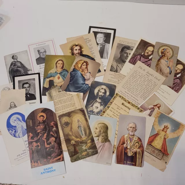 Catholic Religious Prayer Cards Funeral Remembrance 27 Cards Lot, Vtg 1940's +