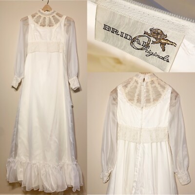 Bridal Originals Vintage Wedding Long Sleeve Dress Size 6 RN 18512