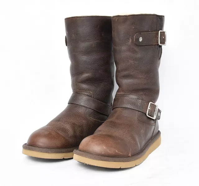 UGG AUSTRALIA KENSINGTON BROWN TALL BOOTS 5678 Leather Sheepskin Winter Sz 6