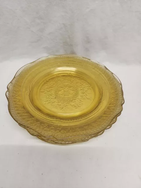 Patrician Plates, Spoke Amber 9" Federal Depression Glass. Set Of 4