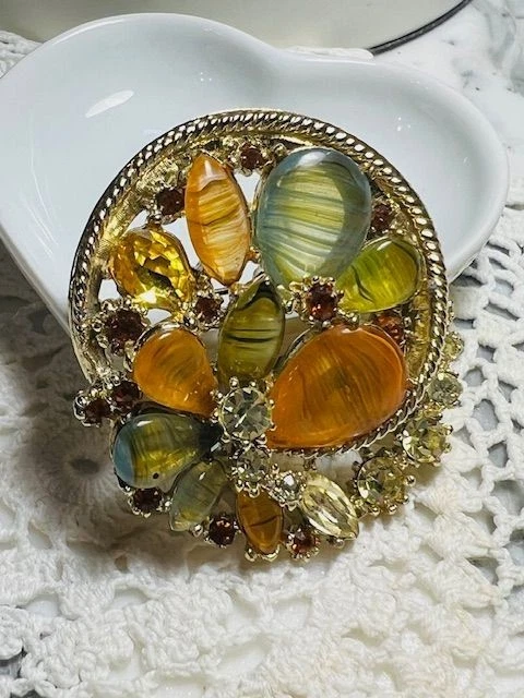 Broche fantaisie en acier doré Pierres en cristal Forme oiseaux Phoenix
