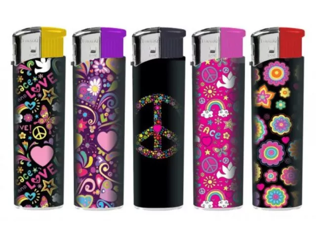 Elektronik Gas Feuerzeuge Marken Qualität zum Aktionspreis Modell Peace & Love