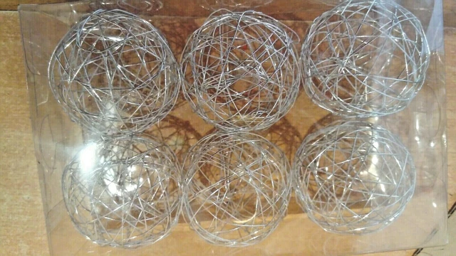 Drahtbälle Drahtkugeln 6 cm Silber Metall 6er Packung