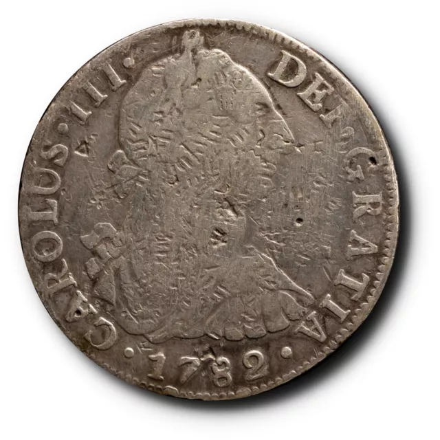 1782 Mo FF Mexico Carolus III 8 Real Chop Marks Damaged