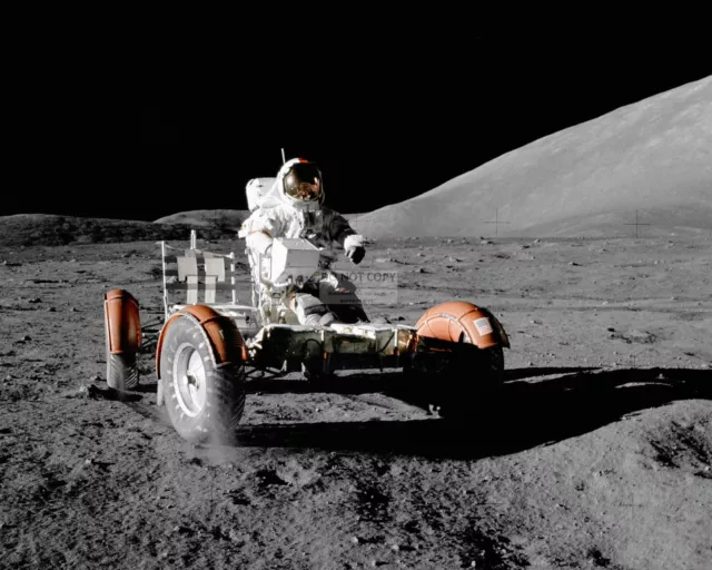 Apollo 17 Astronaut Gene Cernan Drives Lunar Roving Vehicle  8X10 Photo (Bb-639)