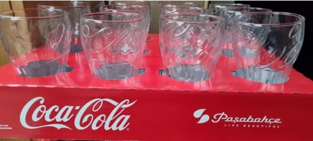 4 x Coca Cola Glasses Clear Brand New 330ml Pub Man Cave Home Bar