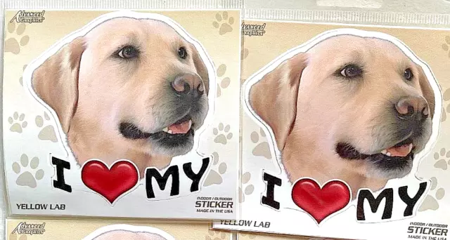 Two I Love My Lab Dog 4" Plastic Sticker Decals Labrador Retriever Car Home