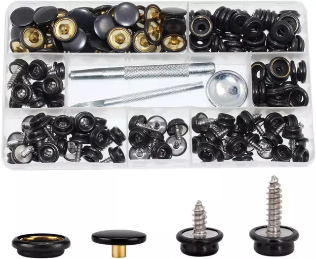 180 Pieces Canvas Snap Kit,  Stainless Steel Screws Snaps Marine Gra