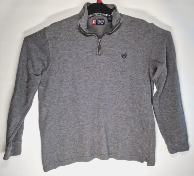 Suéter Pullover CHAPS Ralph Lauren 1/4 Cremallera GRIS Para Hombre M 24" P2P