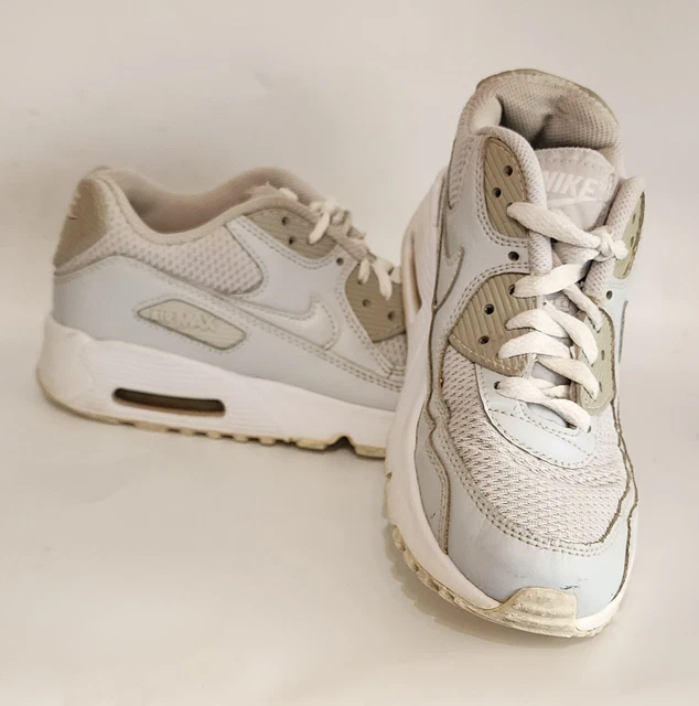 Scarpe da ginnastica in rete Nike Air Max 90 bambini UK 4 EU 36,5 bianche 833418-022 2017